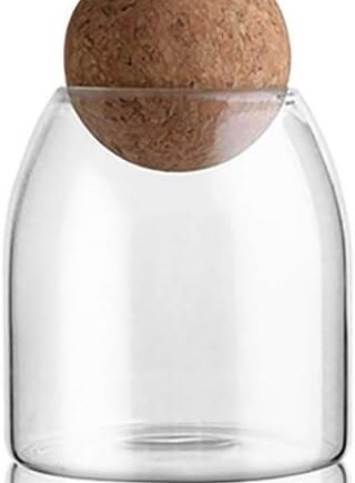 18oz Glass Jar with Ball Cork and Wood Lid