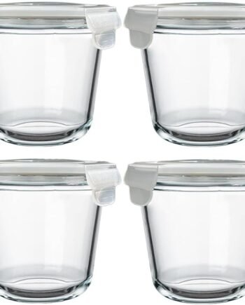 4-Pack Round Glass Soup Containers with Lids