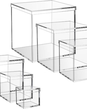 6-Piece Clear Acrylic Cube Box with Lid