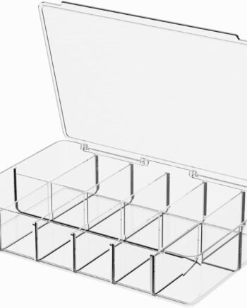 Clear Acrylic Makeup Organizer with Cover and 12 Compartments