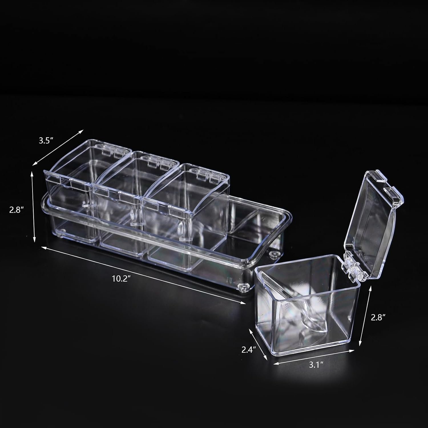 4-Compartment Transparent Spice Container Set with Spoon