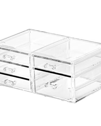 Clear Plastic Desktop Storage Box with 5 Drawers