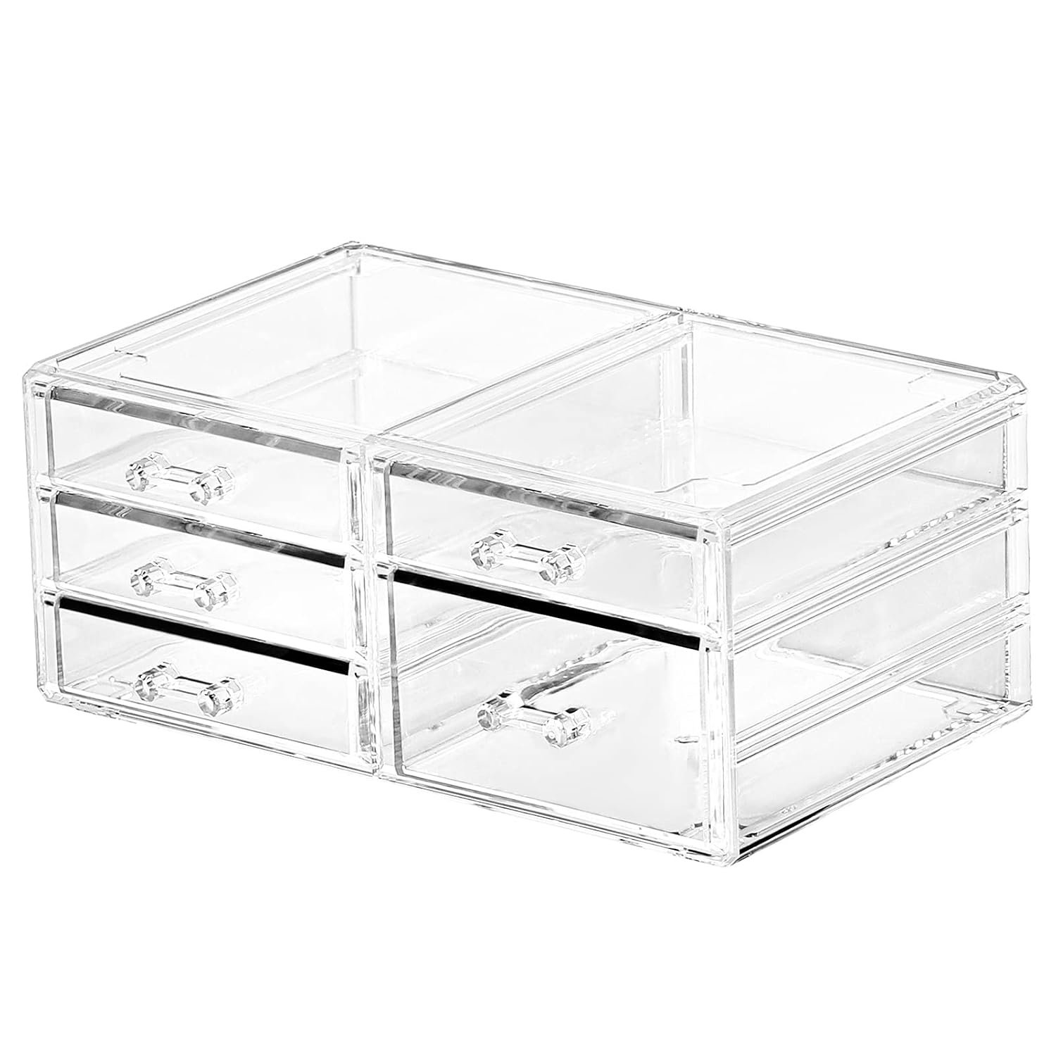 Clear Plastic Desktop Storage Box with 5 Drawers