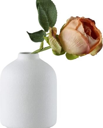 White Ceramic Vase, Simple Modern, Small Flower Vase for Home & Gifts