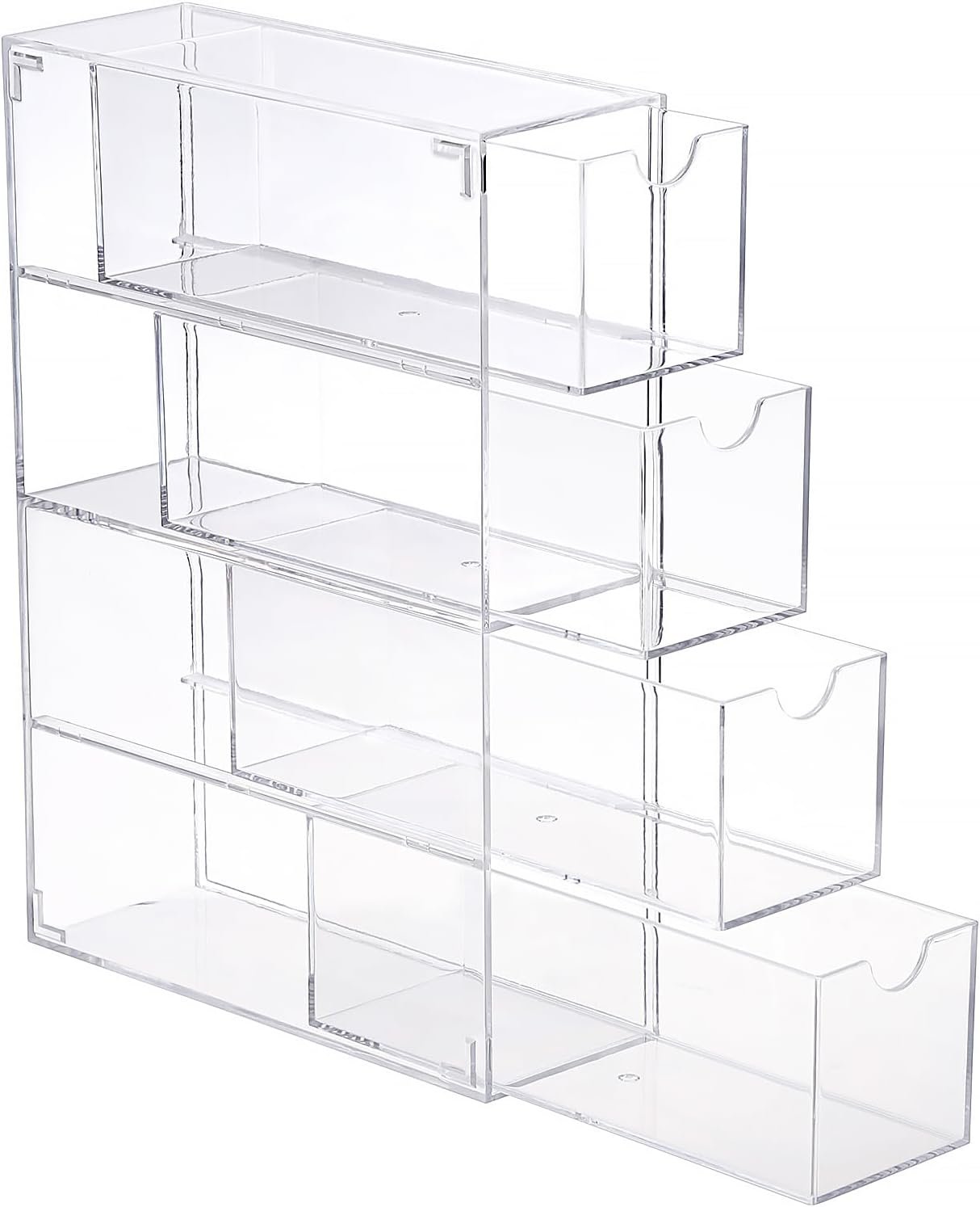 Clear Acrylic Glasses Case with 4 Pull-Out Drawers
