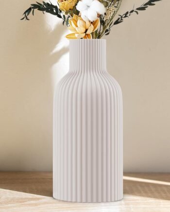 White Matte Ceramic Vase, Minimalist Modern, for Pampas Grass & Centerpieces