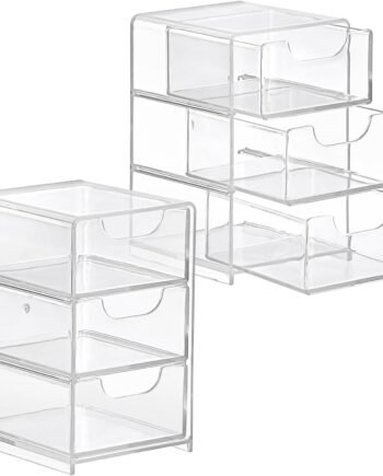 2-Pack Acrylic Desk Organizer with 3 Drawers