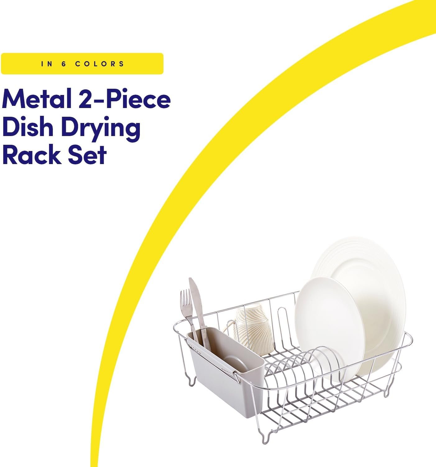 2-Piece Compact Sink Cutlery Drainer Set Silver