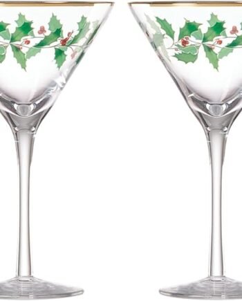 4-Piece Holiday Decal Martini Glass Set, Christmas Dinnerware