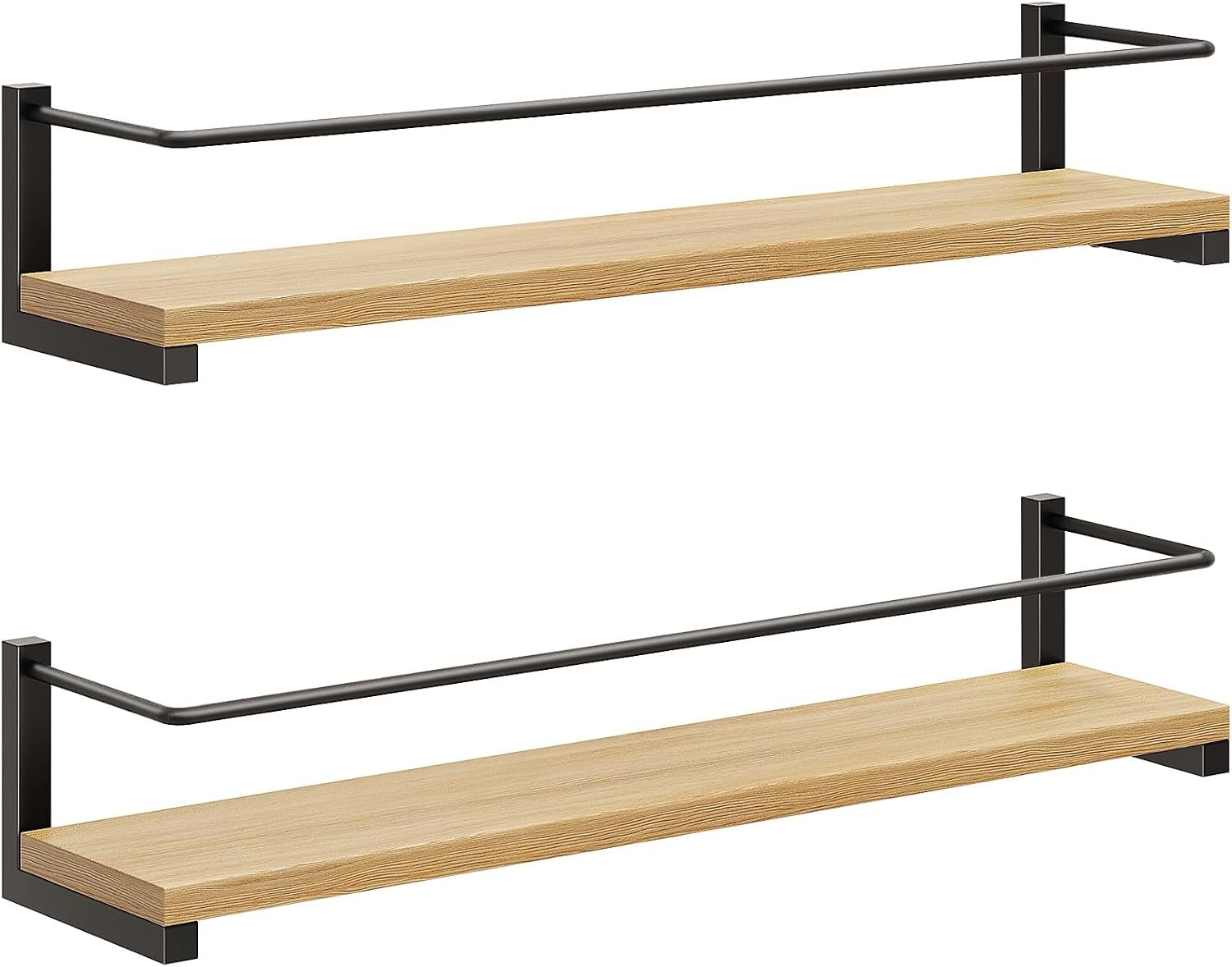 2-Piece Wall-Mounted Rustic Wooden Hanging Rack