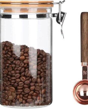 Borosilicate Glass Coffee Bean Jar with Clamp Lid and Spoon