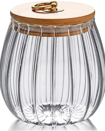 700ml Decorative Glass Jar with Bamboo Lid and Metal Handle