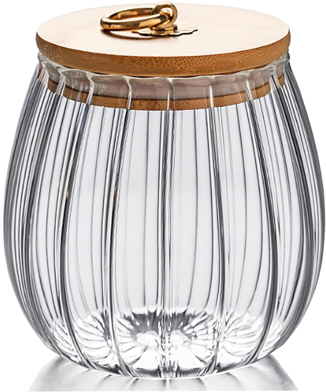 700ml Decorative Glass Jar with Bamboo Lid and Metal Handle