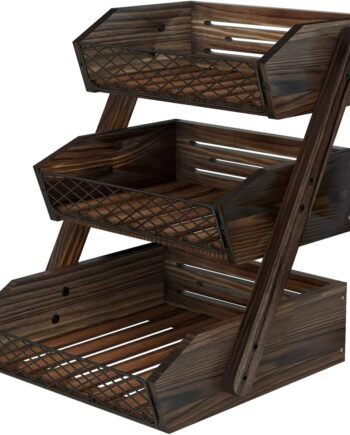 3-Tier Wooden Kitchen Fruit and Vegetable Rack