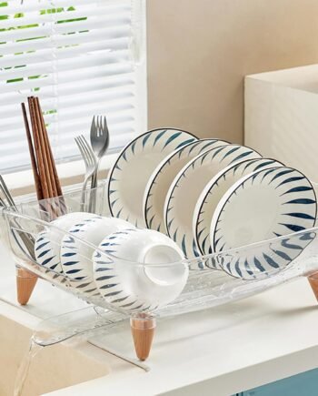 Countertop Transparent Dish Rack with Drain Board