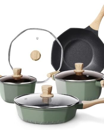8-Piece Octagon Induction Nonstick Cookware Set with Frying Pans, Casserole, Saucepan, PFOS PFOA Free