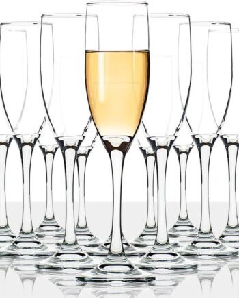 12-Piece 6oz Classic Crystal Clear Stemmed Champagne Flute Set