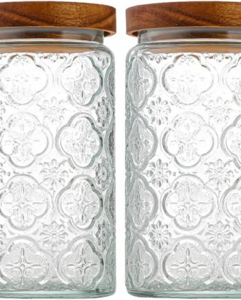 2-Pack 35oz Glass Storage Jars with Wood Lids