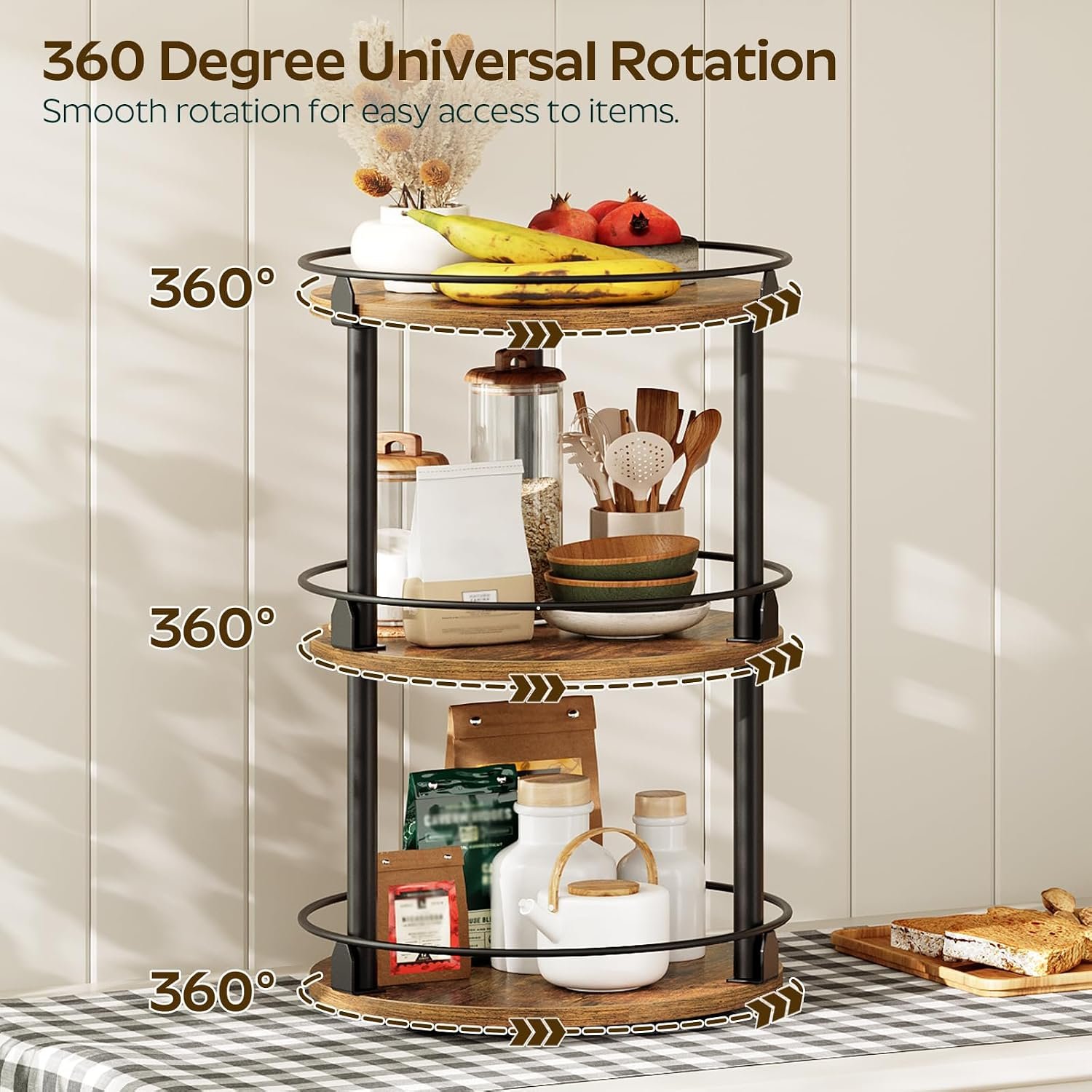 3-Tier Rotating Industrial Spice Rack