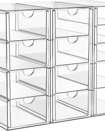 3-Pack Acrylic Makeup Organizer with 13 Drawers