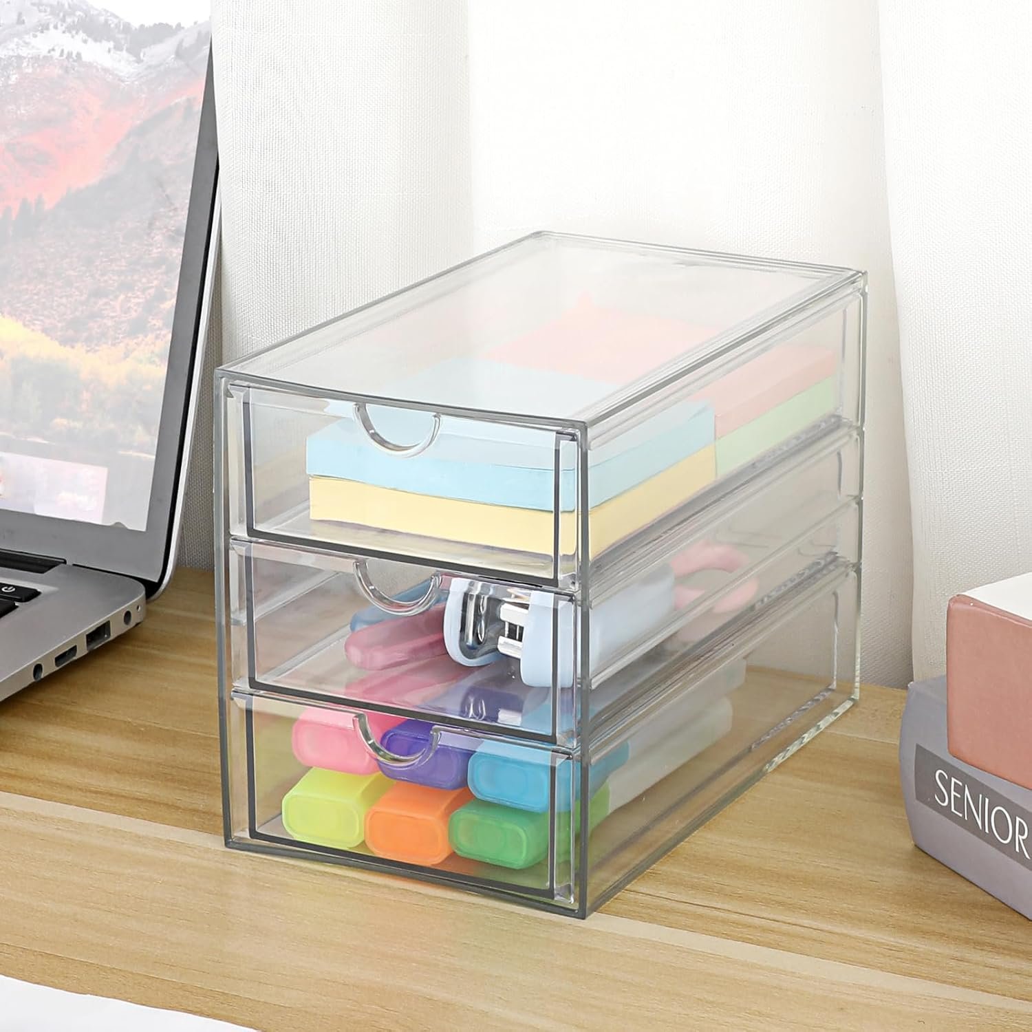 3-Drawer Clear Acrylic Desktop Organizer