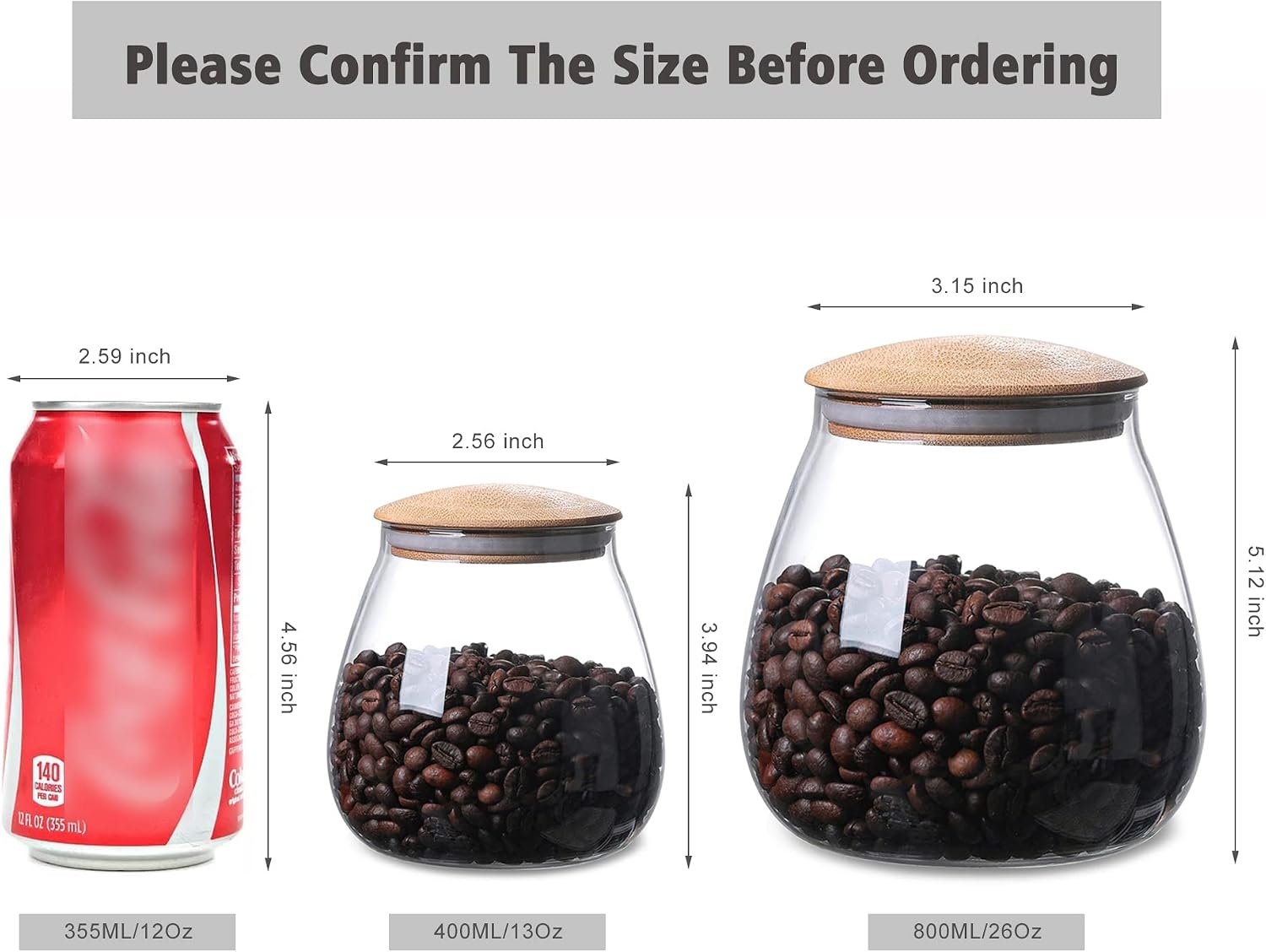 13oz Round Glass Jar with Airtight Bamboo Lid