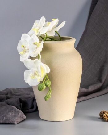 9-Inch Wide Mouth Pottery Vase, Vintage Farmhouse Boho Terracotta, for Living Room Entryway Mantel