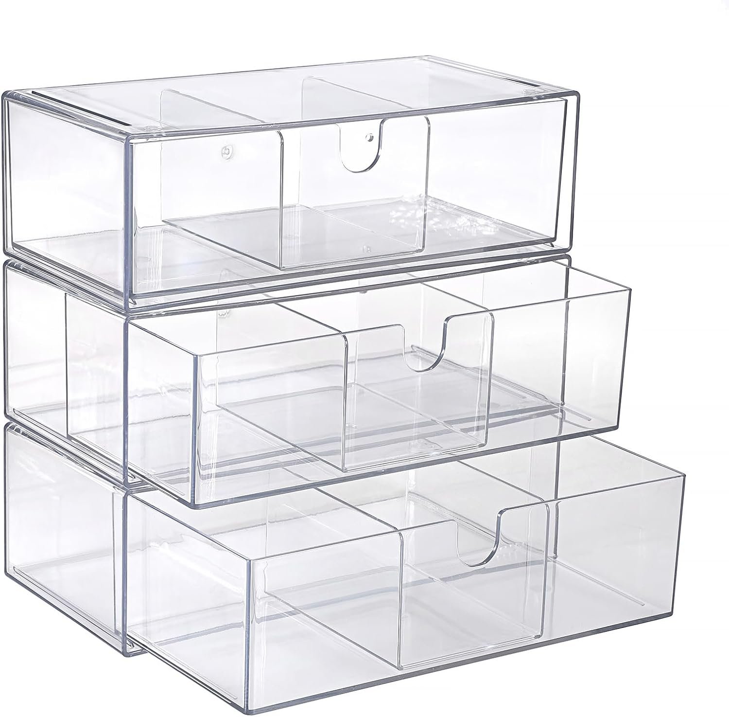 3-Tier Stackable Acrylic Storage Drawers for Makeup