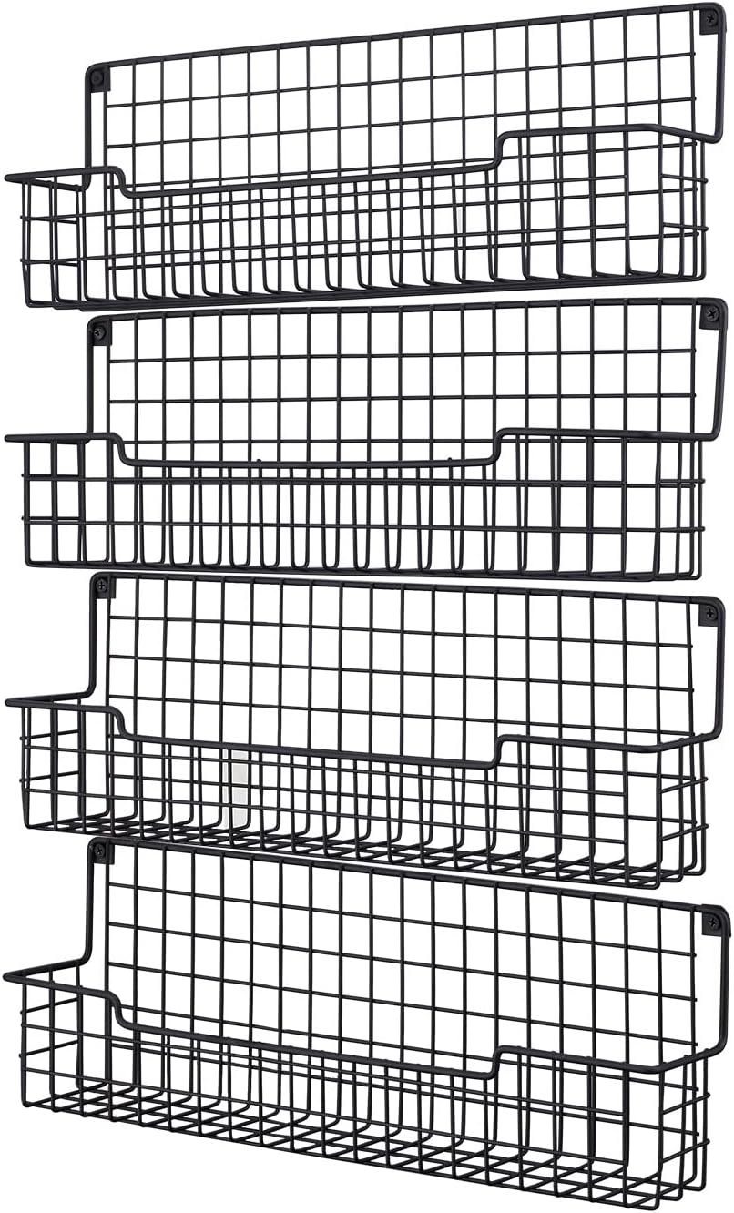 4-Piece Wall-Mounted Spice Rack Set Black