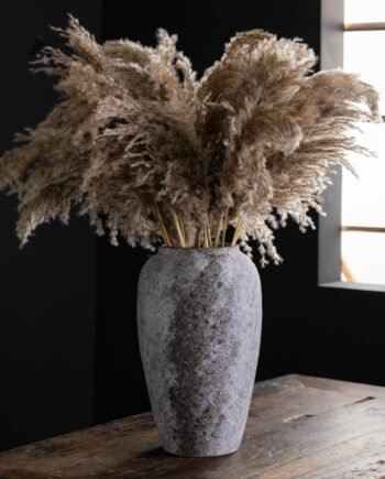 Rustic Distressed Large Terracotta Ceramic Vase, Antique Farmhouse, 7x11.8-Inch