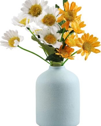 Blue Ceramic Vase, Minimalist Modern Centerpiece