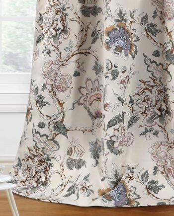 Sage & Brown Traditional Floral Blackout Curtains, 84-Inch, 2 Panels, Grommet, Thermal Insulated