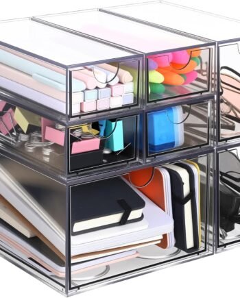 7-Pack Acrylic Stackable Desktop Storage Drawers