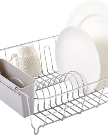 2-Piece Compact Sink Cutlery Drainer Set Silver