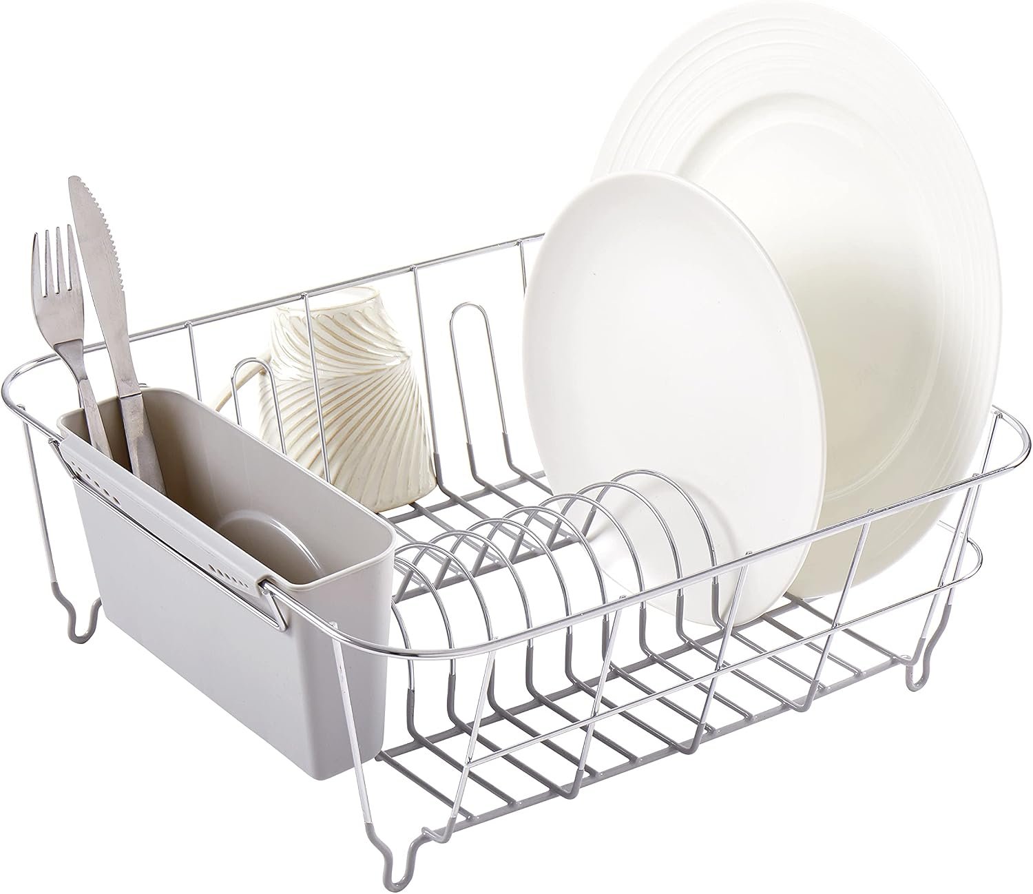 2-Piece Compact Sink Cutlery Drainer Set Silver
