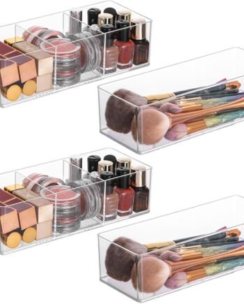 4-Piece Acrylic Makeup Organizer Set for Countertop