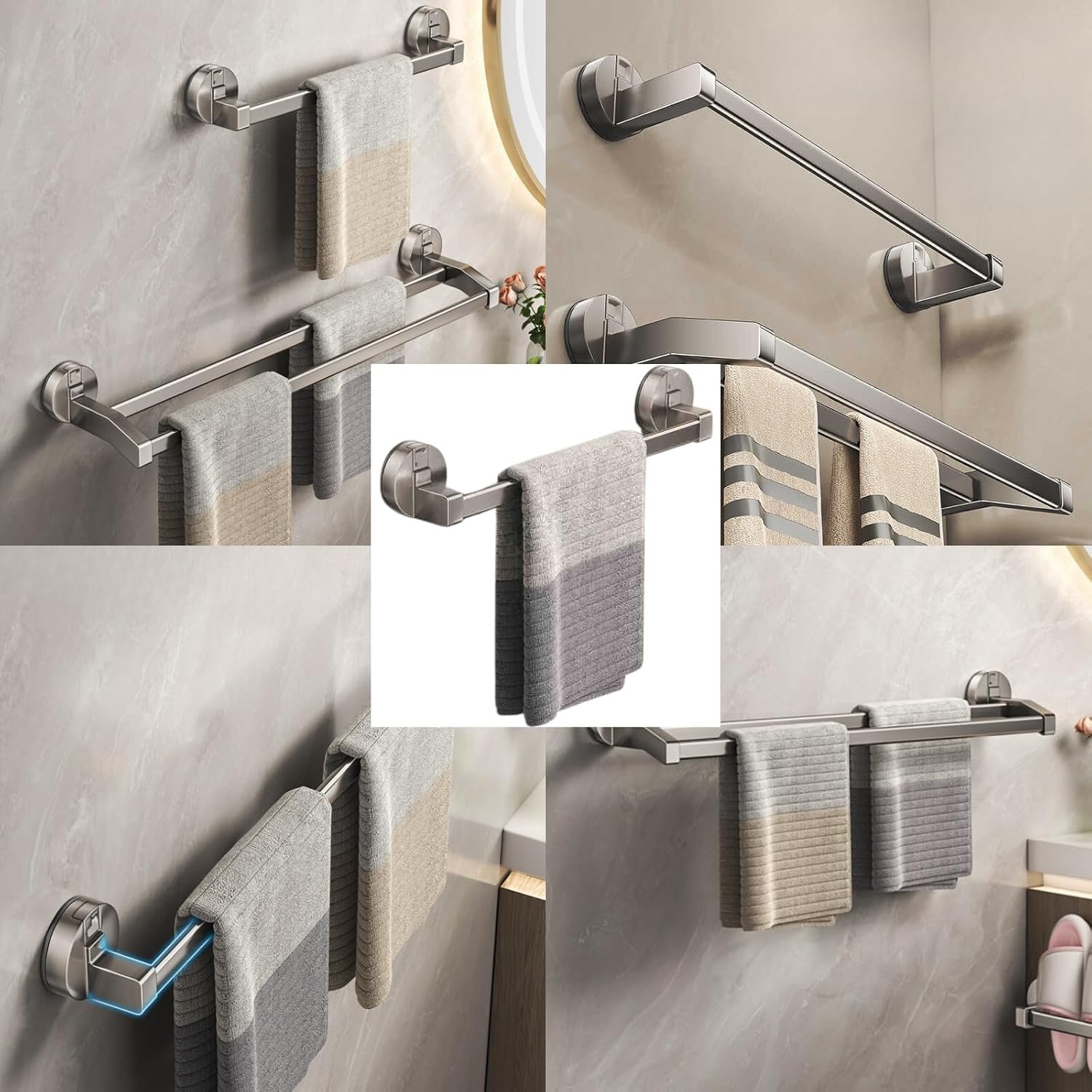 Suction-Cup Bathroom Towel Rack