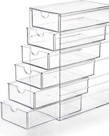 Clear Plastic Drawer Organizer with 6 Pull-Out Drawers