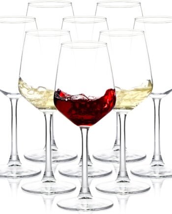 8-Piece Clear Long Stem Wine Glass Set, 12oz, for Party Wedding Home