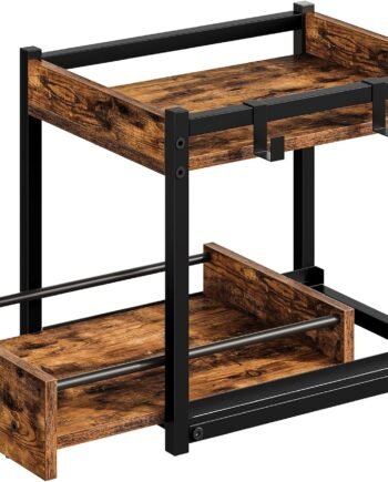 Double-Layer Corner Countertop Storage Rack with Pull-Out Shelves