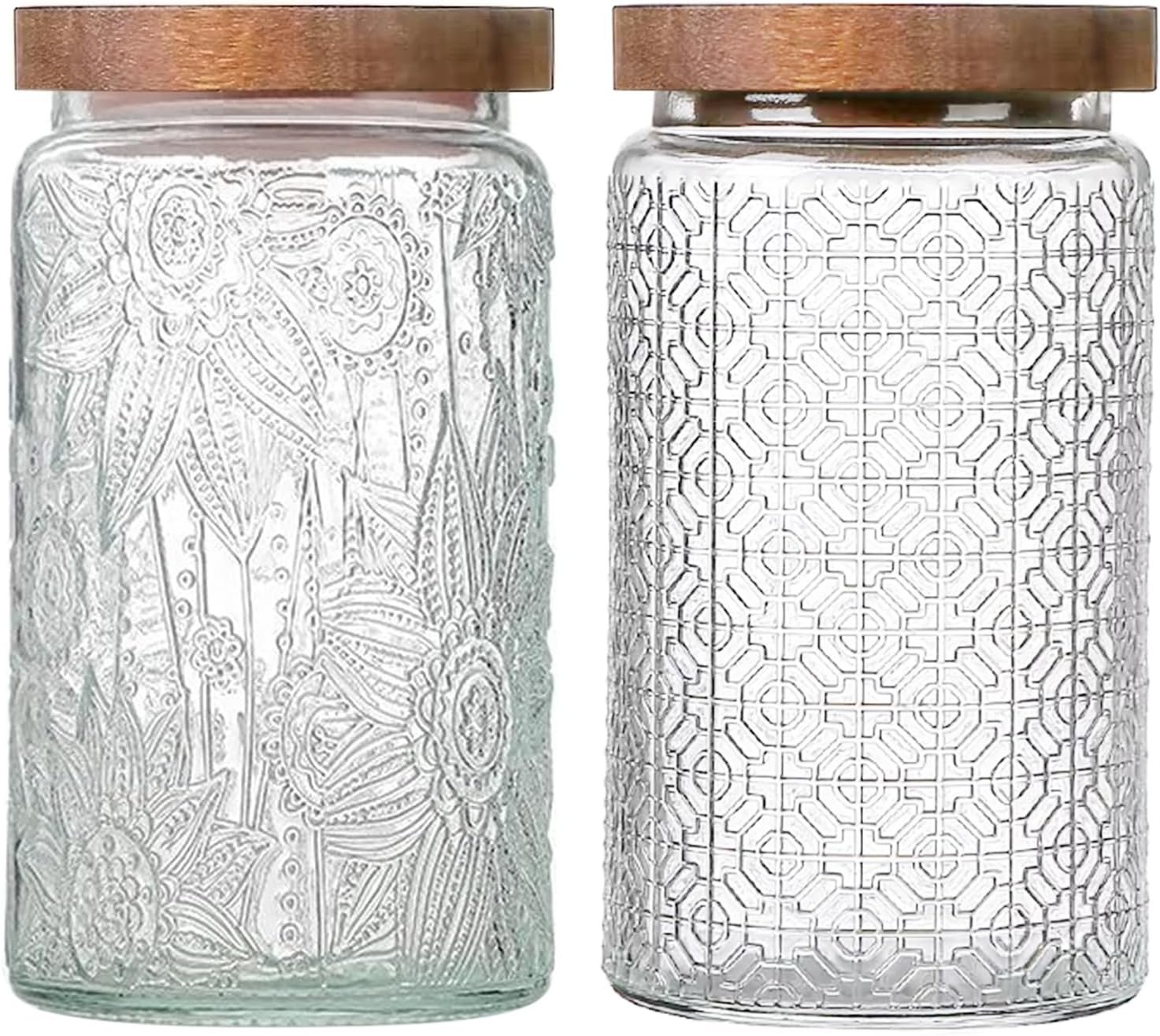 2-Pack Vintage Glass Jars with Wooden Lids