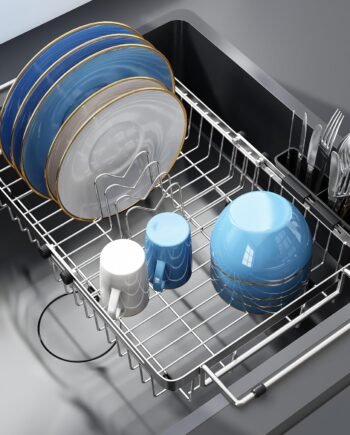 Extendable Small Stainless Steel Over-Sink Drain Rack Silver