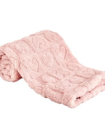 Light Pink Heart Checkered Fleece Baby Blanket, Ultra Soft Cozy, 30x40