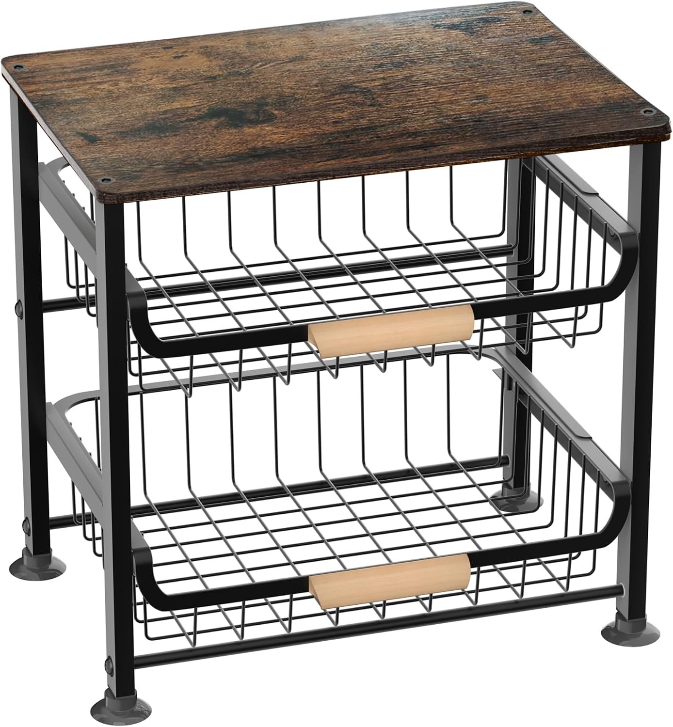 3-Layer Pull-Out Metal Kitchen Fruit and Snack Basket