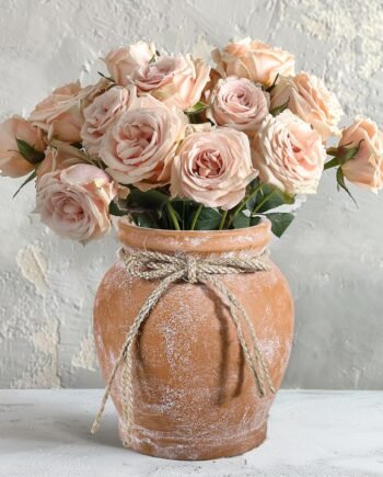 6.5-Inch Terracotta Rustic Ceramic Vase, Farmhouse Vintage Centerpiece