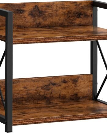 Double-Layer Wooden Countertop Spice and Coffee Rack Brown