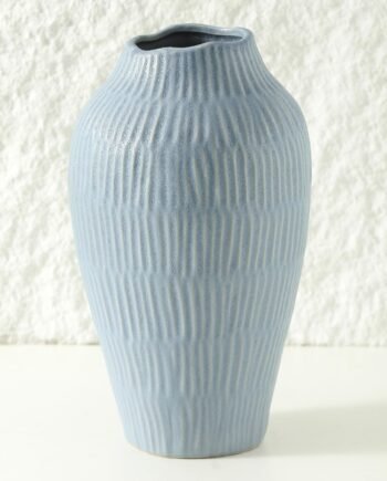 11.6-Inch Matte Blue Ceramic Vase, Modern Art Texture, for Pampas Grass & Home Decor