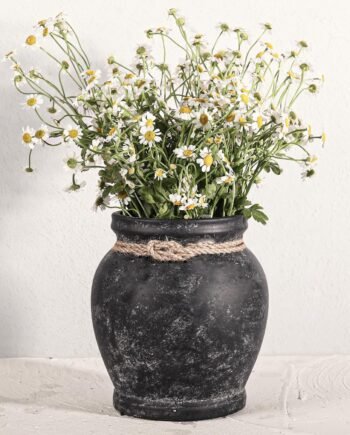 6.5-Inch Black Rustic Ceramic Vase, Farmhouse Vintage, Table Centerpiece