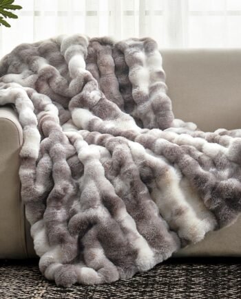 Tie-Dye Taupe Faux Fur Bubble Throw, Fuzzy Soft Plush Thick, 50x60, for Sofa Bedroom Living Room