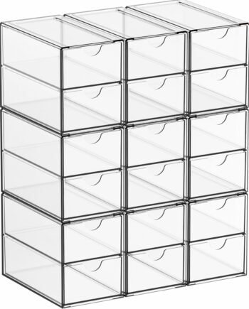 9-Pack Small Clear Acrylic Drawers with 18 Drawers